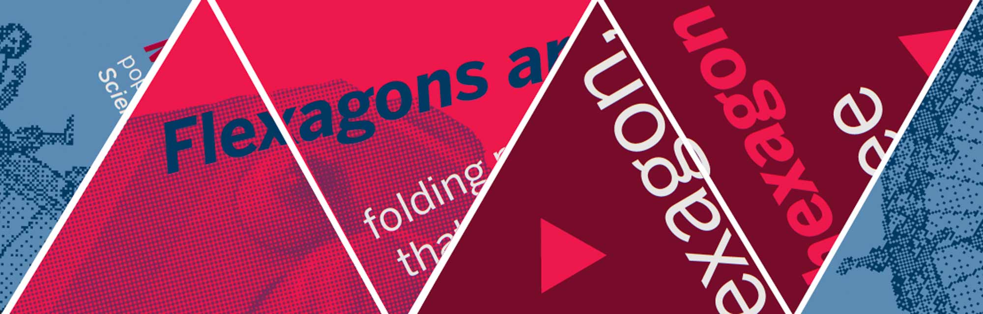 A graphic design with geometric triangles and partially visible text.