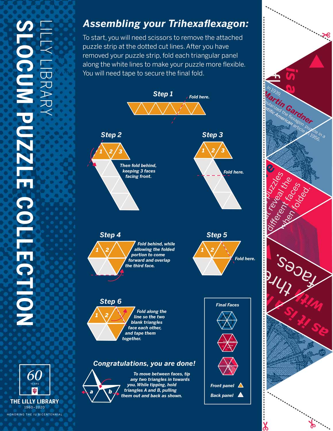 Instructions for assembling a paper flexagon.