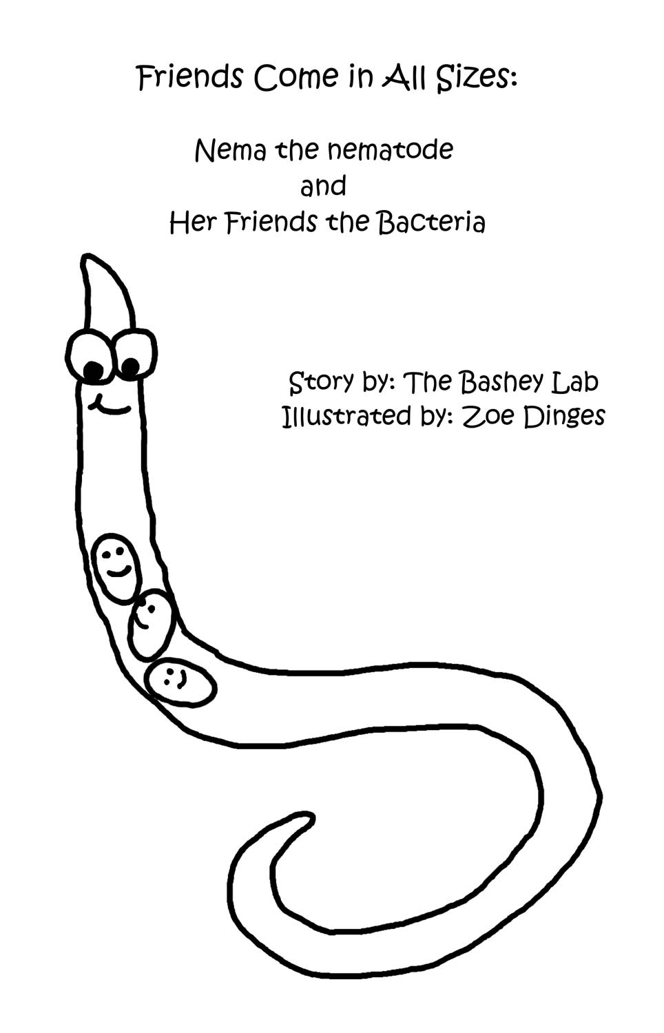 worm with eys and bacterial friends inside