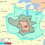 map of Illinois with lines showing seismic activity